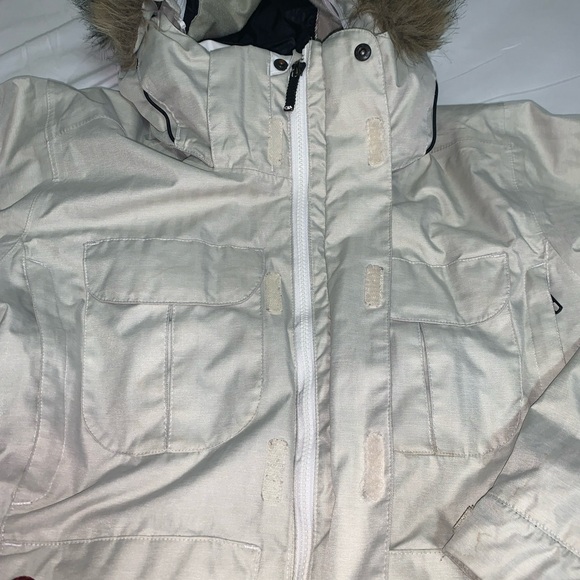 Bonfire Safari Snowboarding Jacket Women’s Sz Small Beige Faux Fur On Hood - Picture 7 of 15